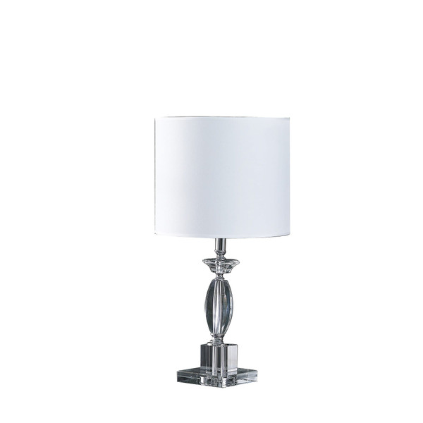 23" Silver Crystal Standard Table Lamp With White Classic Drum Shade Table Lamp N270-468806