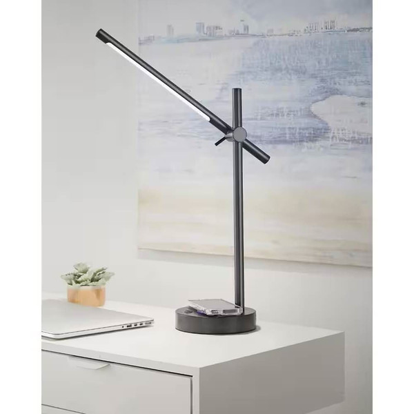 Modern LED Desk Light Table Lamp with Wireless Cell Charging Pad in Black Q280-TBLEDTC3978251436