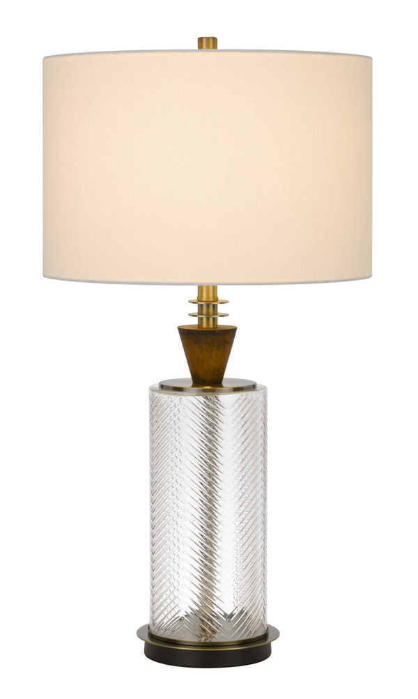 30" Clear Metal Table Lamp With White Empire Shade N270-524712