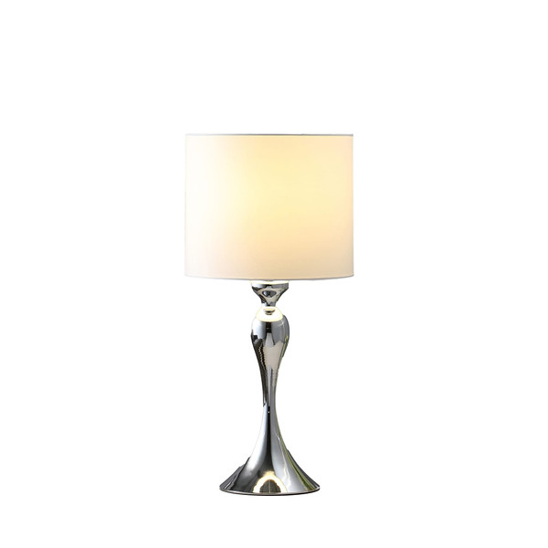 25" Silver Sleek Table Lamp With Off White Drum Shade N270-524252