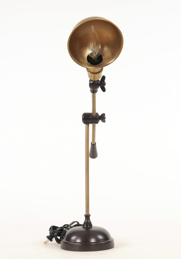 20" Black Metal Adjustable Desk Table Lamp With Gold Bowl Shade N270-364214