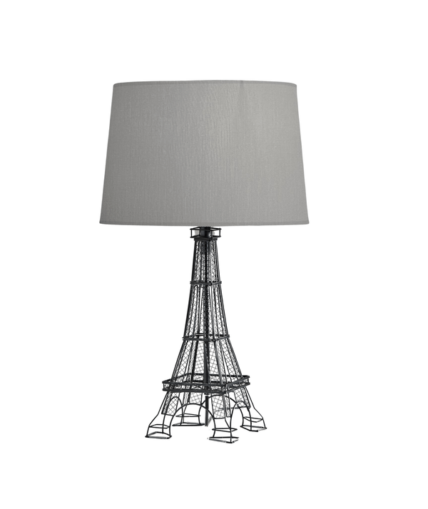 25" Black Acrylic Paris Desk Table Lamp With Gray Drum Shade N270-524643