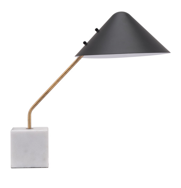 52" White Metal Bedside Table Lamp With Black Cone Shade N270-391860