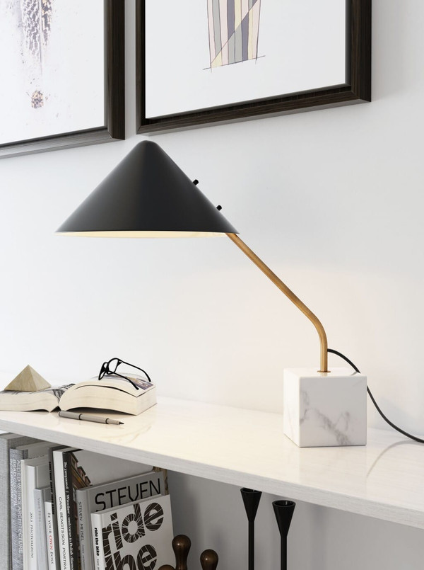 52" White Metal Bedside Table Lamp With Black Cone Shade N270-391860