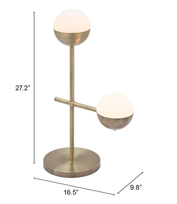 69" Brass Metal Bedside Table Lamp With Off White Globe Shade N270-391854