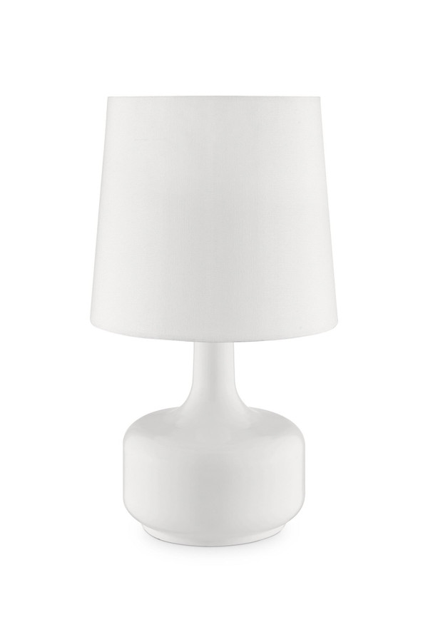 17" White Metal Bedside Table Lamp With Off-White Shade N270-468691