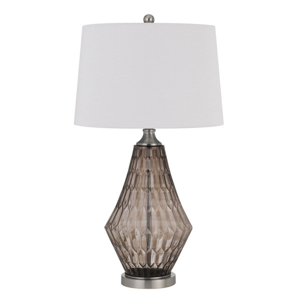31" Gray Metal Geometric Table Lamp With Off White Empire Shade N270-524705