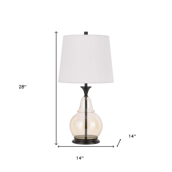 28" Clear Metal Table Lamp With White Empire Shade N270-524721