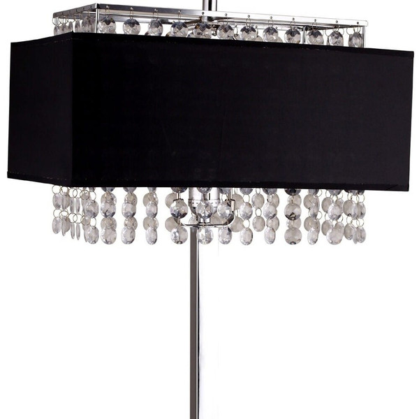Bling Glam Black and Faux Crystal Rectangular Table Lamp N270-468419