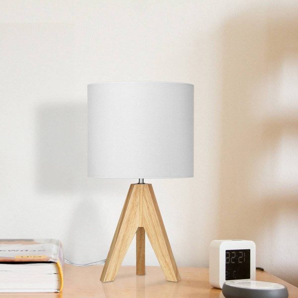 Set of 2 - Scandinavian Style Tripod Desk Lamp with White Linen Drum Shade Q280-SRYSG985223