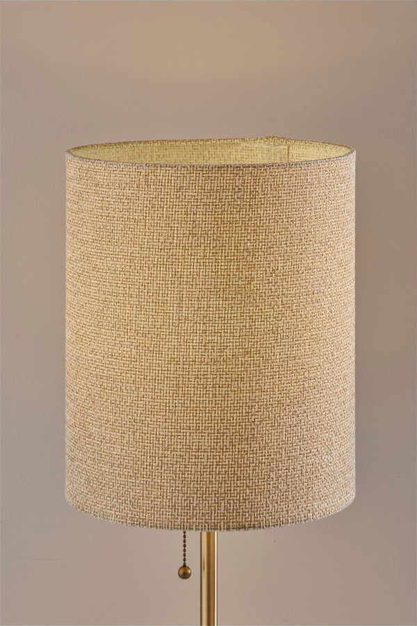 28" Black and Gold Marble and Metal Table Lamp With Beige Drum Shade N270-524624