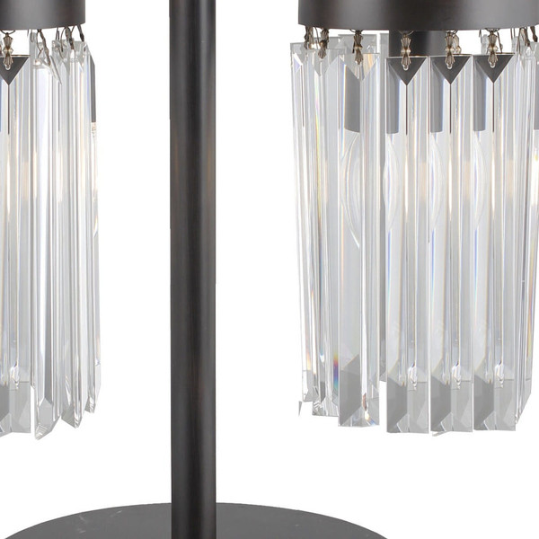 18" Black Iron Two Light Cylinder Bedside Table Lamp With Clear Cylinder Shade N270-490803