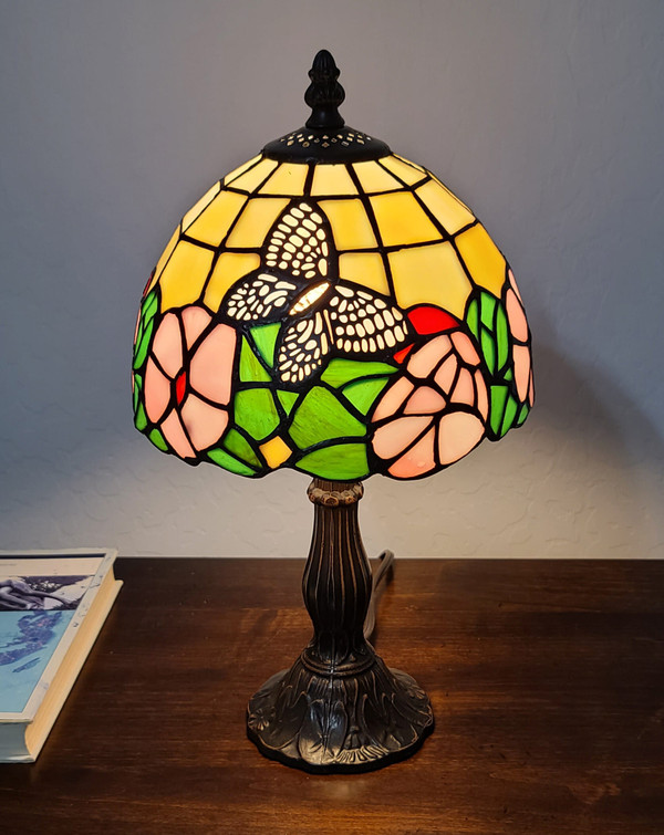 15" Dark Brown Metal Candlestick Table Lamp With Beige Shade N270-478178