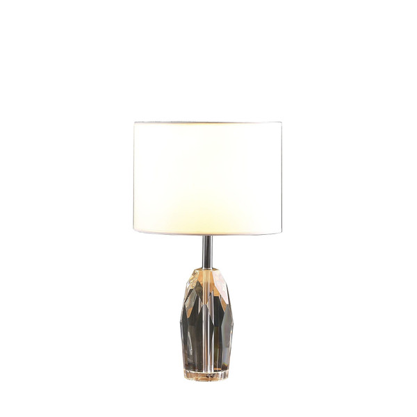 19" Chrome and Faceted Crystal Urn Table Lamp With White Drum Shade N270-468798