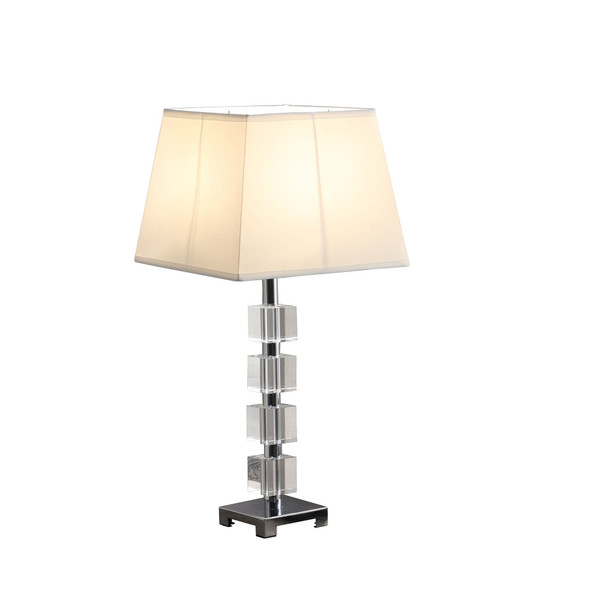 25" Crystal Geo Cubed Table Lamp With White Sharp Corner Square Tapered Shade N270-468605