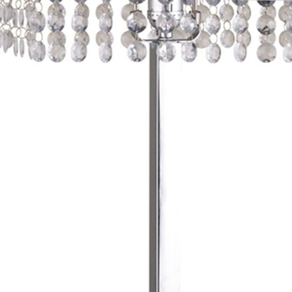 28" Silver Table Lamp With Faux Crystals and White Rectangle Shade N270-468576