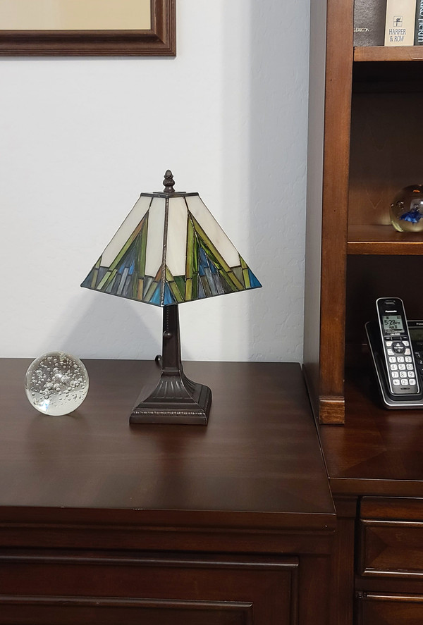 15" Dark Brown Metal Candlestick Table Lamp With Beige Shade N270-478177