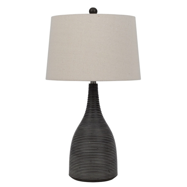 29" Black Ceramic Round Table Lamp With Beige Empire Shade N270-524746