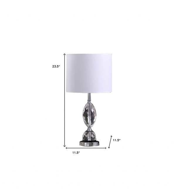 24" Silver Crystal Standard Table Lamp With White Shade N270-461339