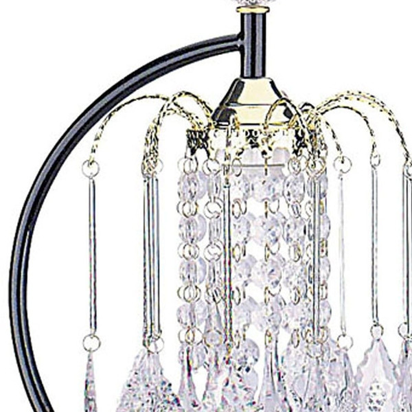 27" Black and Gold Metal Faux Crystal Chandelier Table Lamp N270-468574