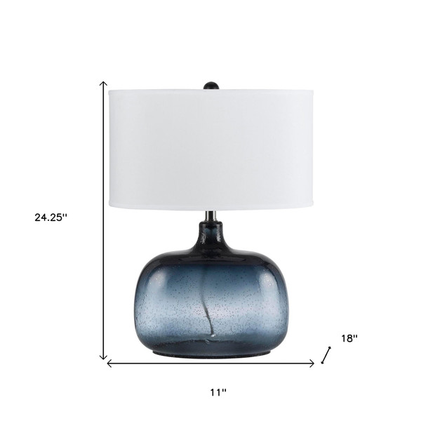 24" Dark Blue Glass Table Lamp With White Novelty Shade N270-524687
