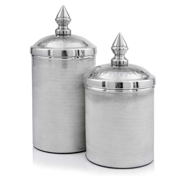 11" Silver Tweed Aluminum Decorative Canister N270-354646