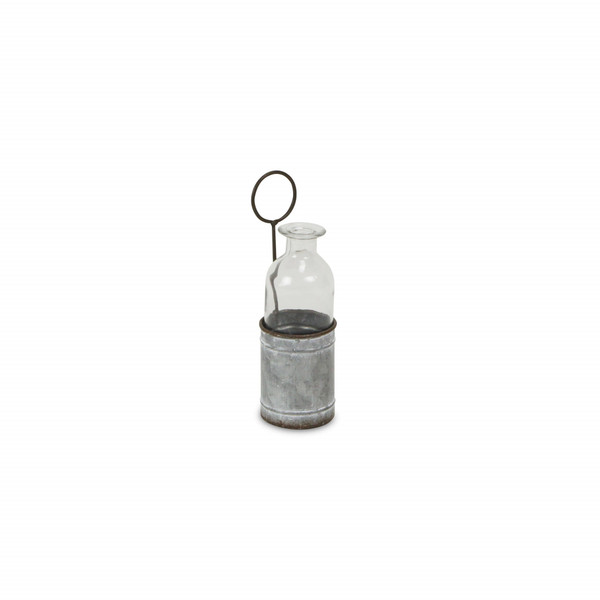 8" Gray Glass Decorative Bottle Tabletop Sculpture N270-488184