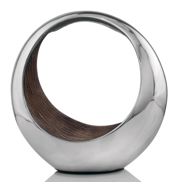 11" Brown and Silver Aluminum Circular Decorative Bowl N270-354604
