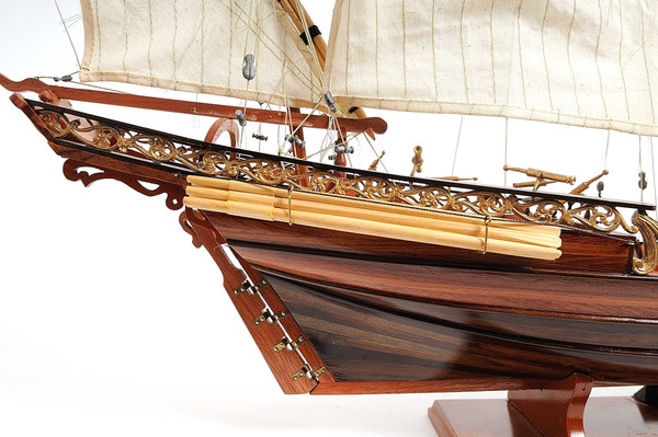 27" Brown Manufactured Wood Boat Hand Painted Sculpture N270-364268