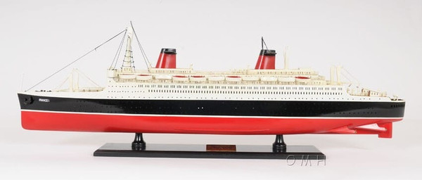 11" Black and Red SS France Boat Hand Painted Decorative Boat N270-401883