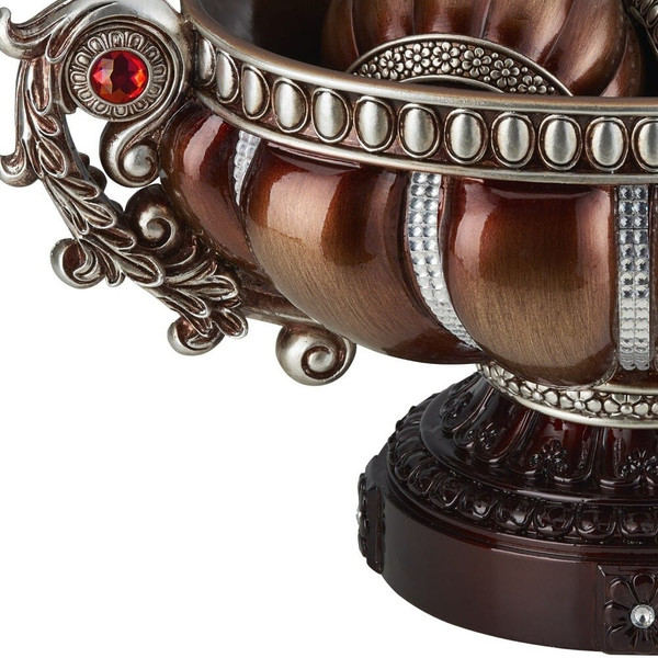 9" Reddish Bronze And Silver Polyresin Decorative Bowl With Orbs N270-468323