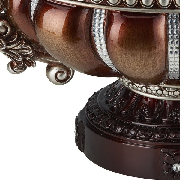 9" Reddish Bronze And Silver Polyresin Decorative Bowl With Orbs N270-468323
