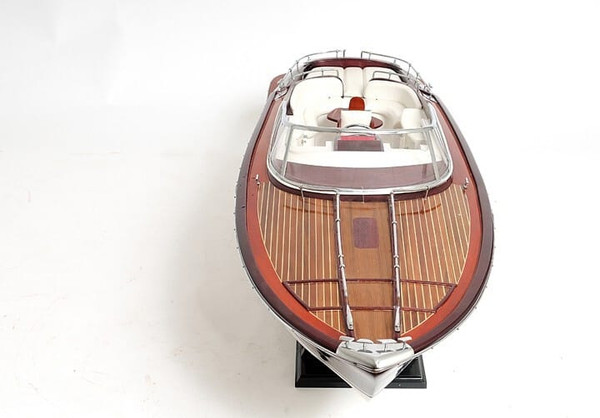 11" Black and White Riva Luxury Yacht Hand Painted Decorative Boat N270-401948