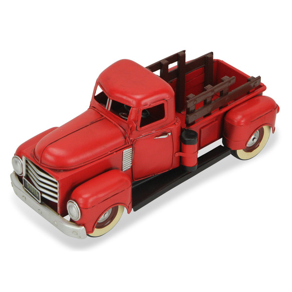 6" Red and Black Metal Hand Painted 1950's Red Truck Model Car N270-489405