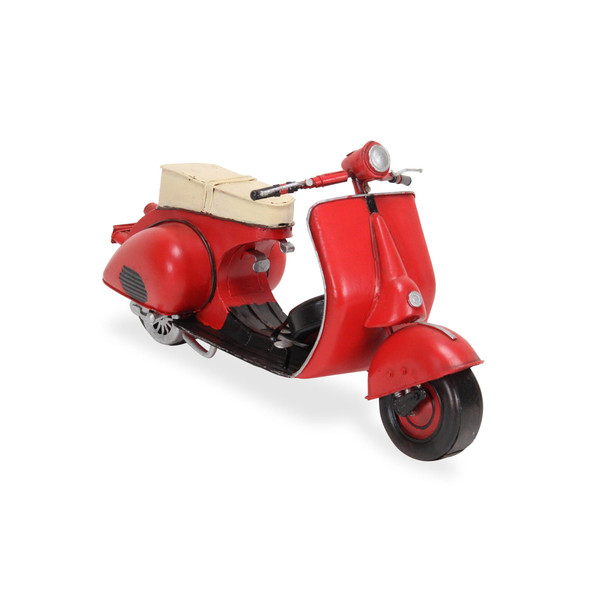 9" Red and Black Metal Hand Painted 1959 Red Scooter Model Motorcycle N270-489434