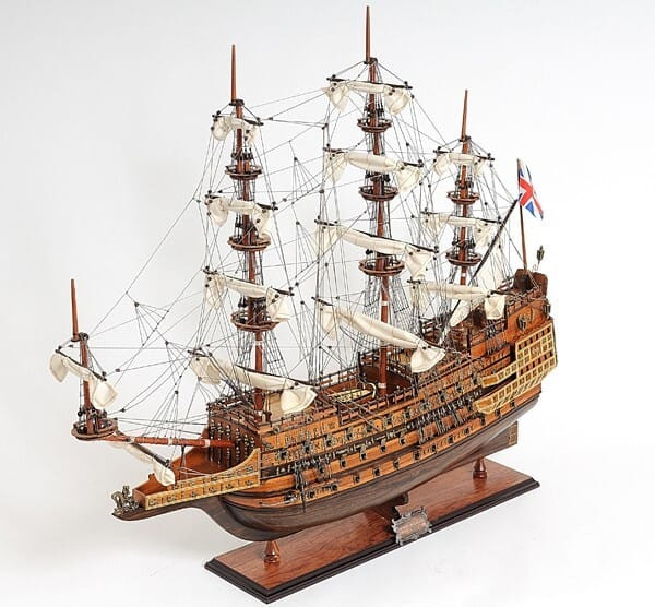 33" Wood Brown Sovereign of the Seas Hand Painted Boat Sculpture N270-401855