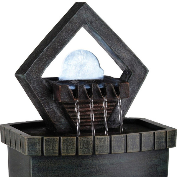 10" Brown Polyresin Geo and Pebbles Tabletop Fountain with LED Light N270-468310