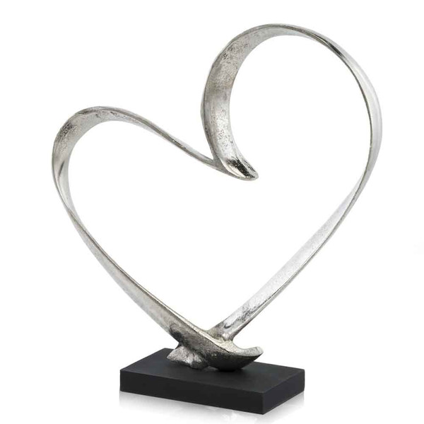 16" Raw Silver And Black Heart Sculpture N270-354624