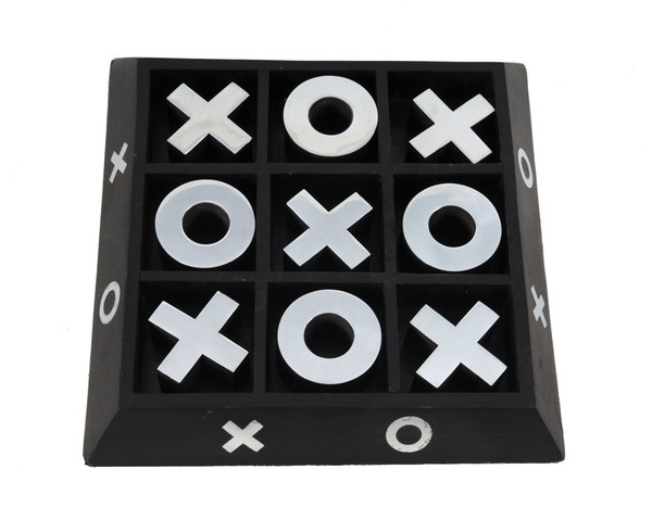 Nickel And Dark Wood Tic Tac Toe Game Sculpture N270-364220