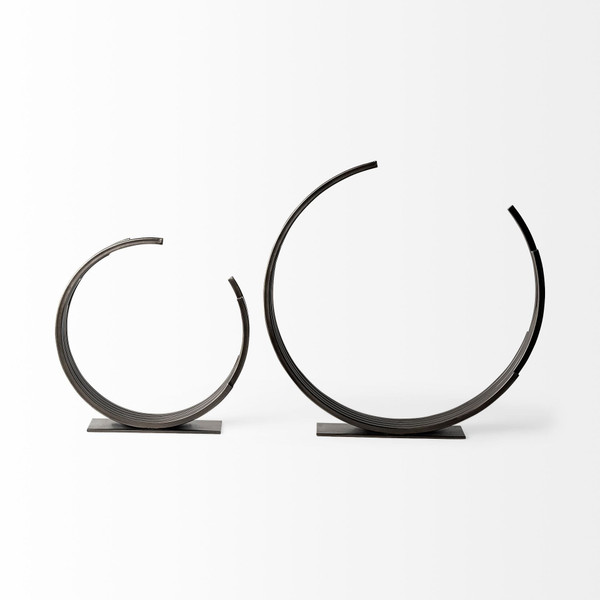 20" Black Iron Modern Abstract Tabletop Sculpture N270-392518