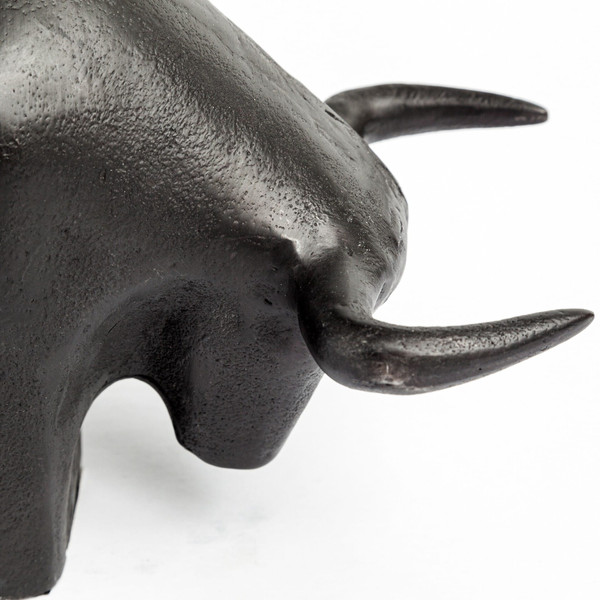 Black Cast Aluminum Raging Bull Decor Piece N270-392488