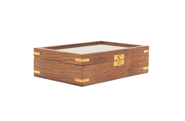5.25" X 8" X 2.5" Wooden Game Set With Brass Goblet N270-364349