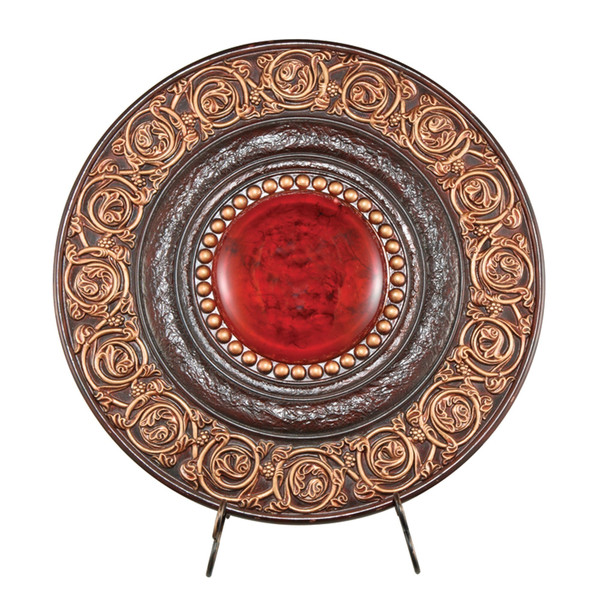 21" Red And Brown Round Polyresin Decorative Plaque N270-468289