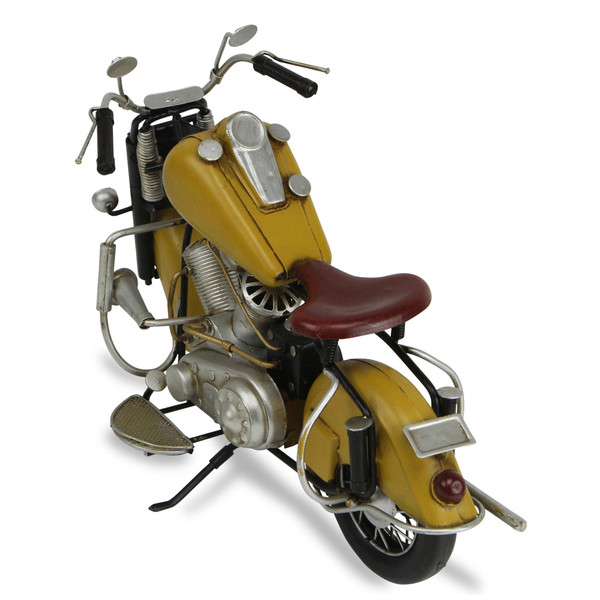8" Yellow and Black Metal Hand Painted Model Motorcycle N270-489407