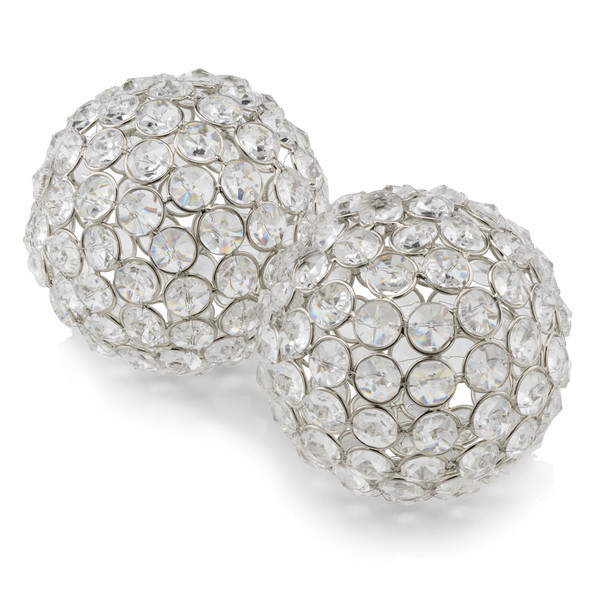 4" Silver Faux Crystal and Silver Decorative Orb Tabletop Sculpture N270-373744