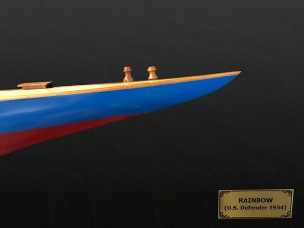 12" Blue and Red Rainbow Half-Hull Hand Painted Decorative Boat N270-401898
