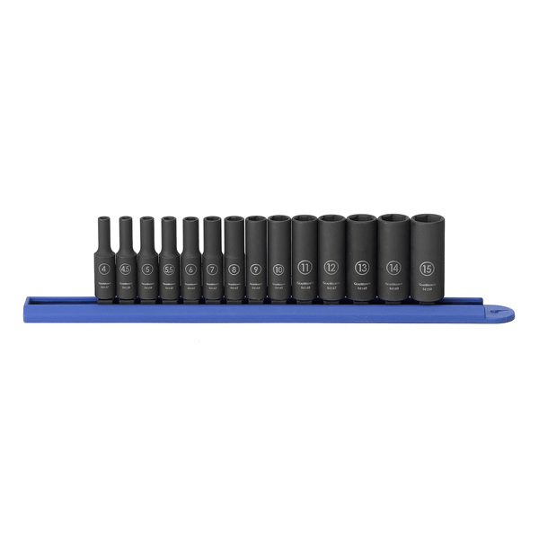 GearWrench 14 Piece 1/4 Inch Drive 6 Point Deep Impact Metric Socket Set T398-KDT84909