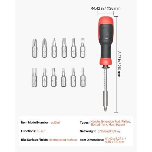 Screwdriver Set, 13 in 1 Magnetic Multi Bit Mini Nut Driver Set, Phillips, Flat Head, Torx, Square  E415-THXSBSNLSDDGF0DJI001V0