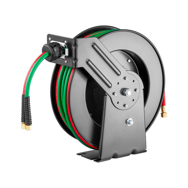 Retractable Welding Hose Reel, 1/4-Inch x 50FT Twin Oxygen Acetylene Rubber Hose Max 300PSI - T Gra E415-HJRGJP50FTZDID1LEV0