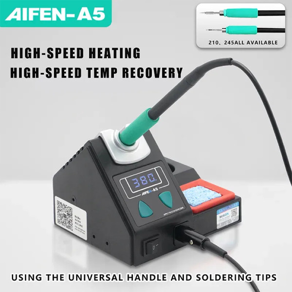 Color: WHITE, Voltage: 110V - AIFEN A5 Soldering Station Compatible JBC Soldering Iron Tips C210/C2 F640-12000035978634126